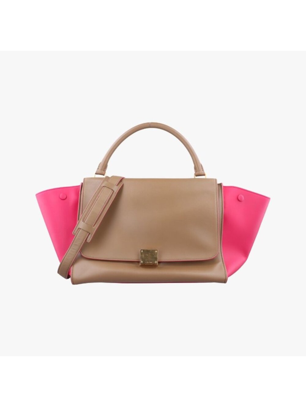 Celine Trapeze Small Beige Rose Leather Handbag